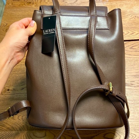 NWT MSRP$375 Lauren Ralph Lauren Leather Medium Winny Backpack Fall Brown - Picture 4 of 4